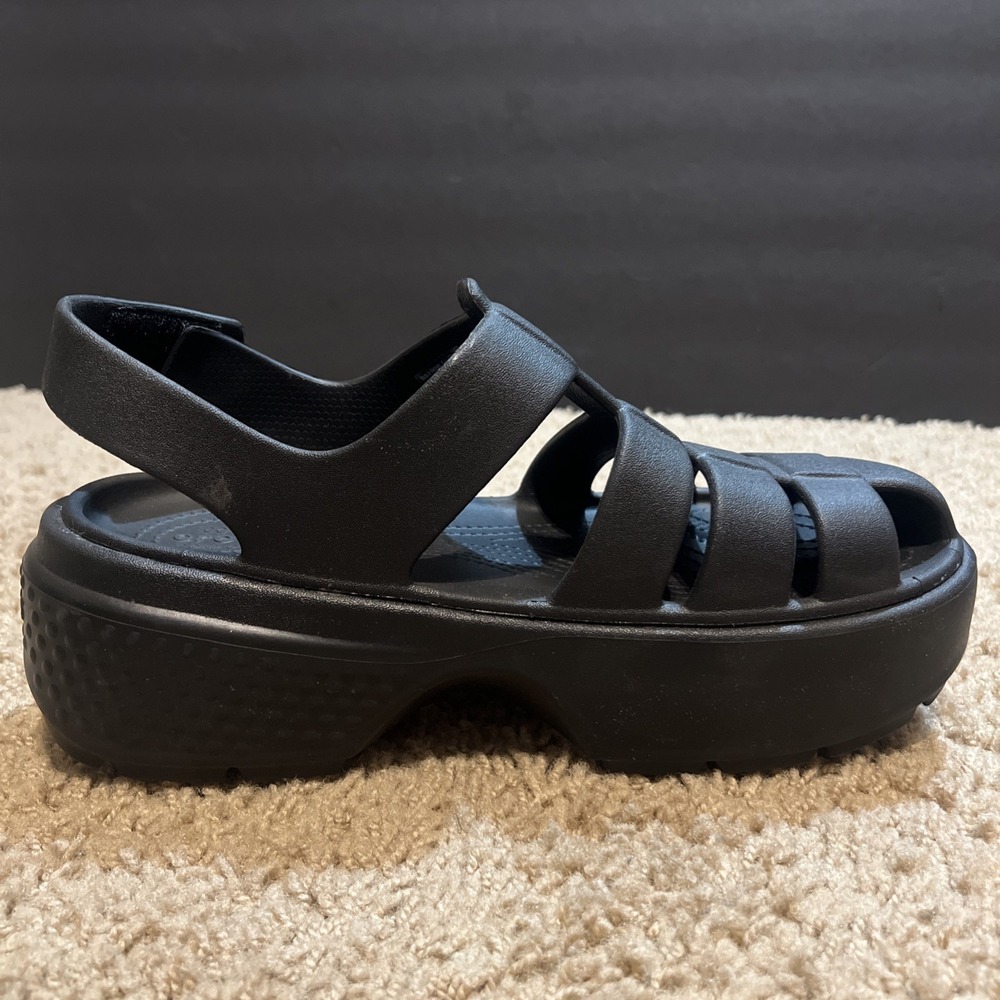 Crocs Stomp Fisherman Platform Sandals Black  Women's 10 Men's 8 Chunky - Picture 8 of 8